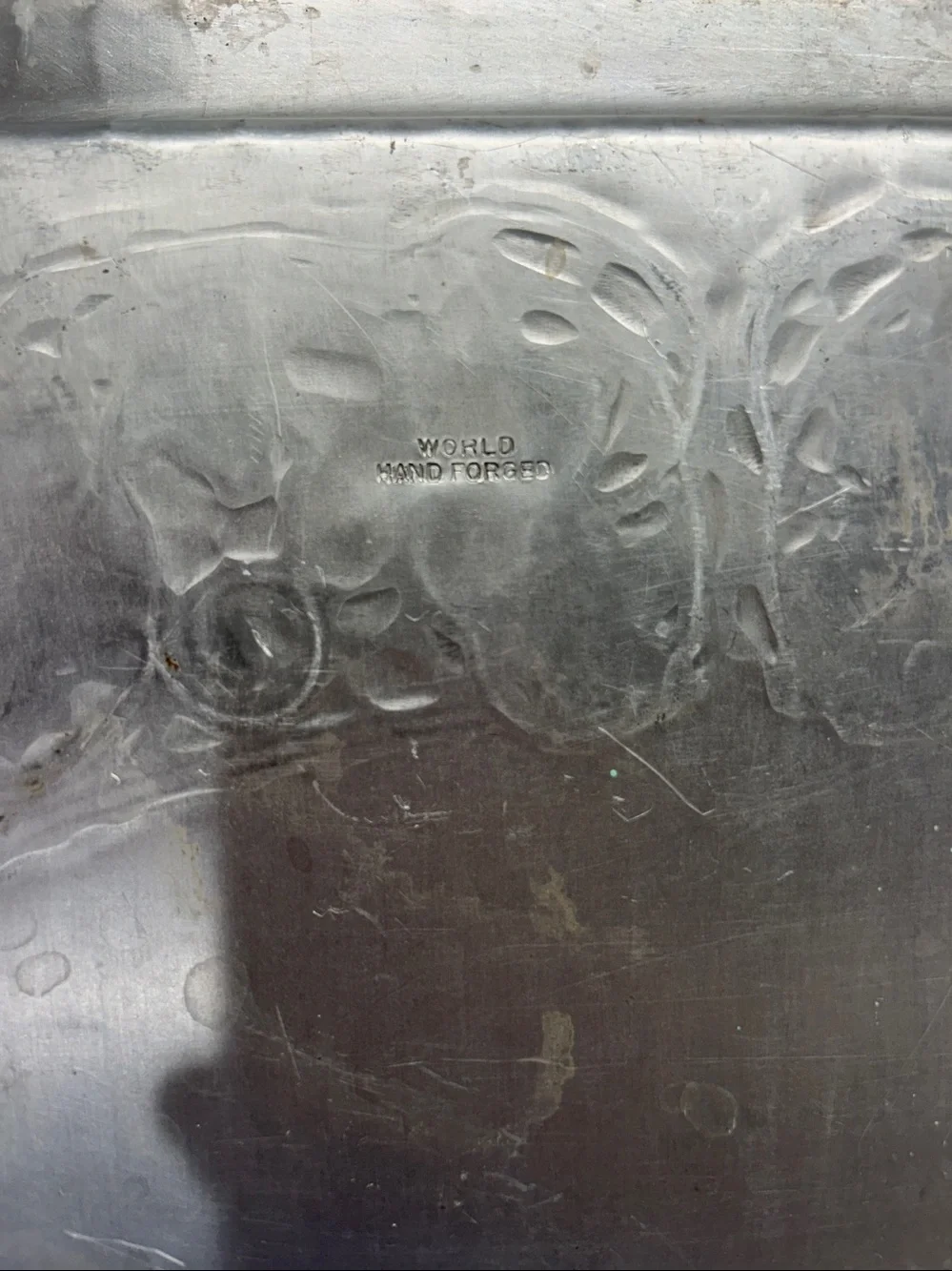 Decorative Hammered Metal Serving Tray - Silver